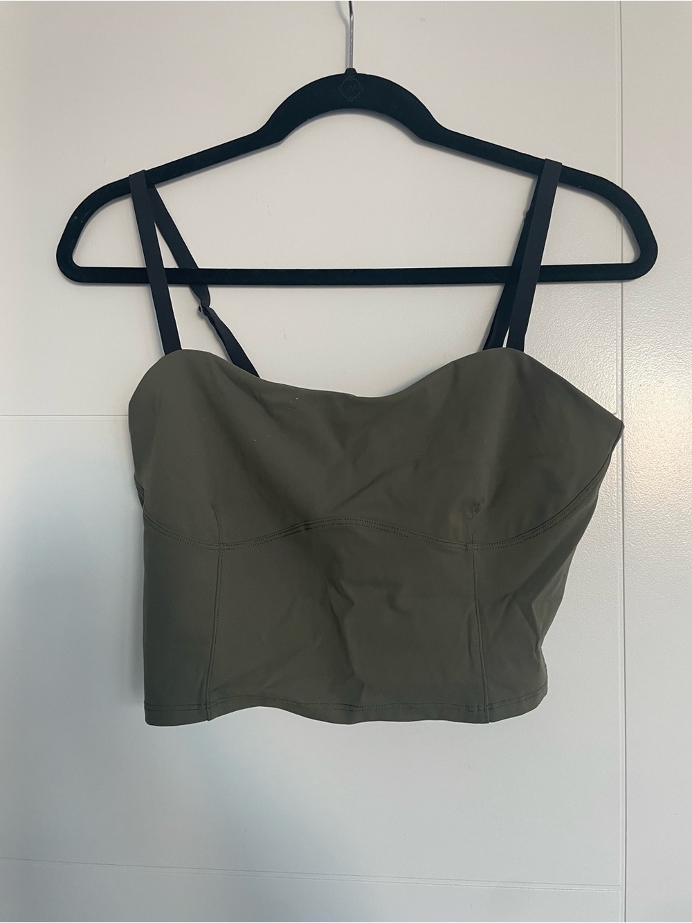 Outdoor Voices Olive Cropped Cami with Black Straps